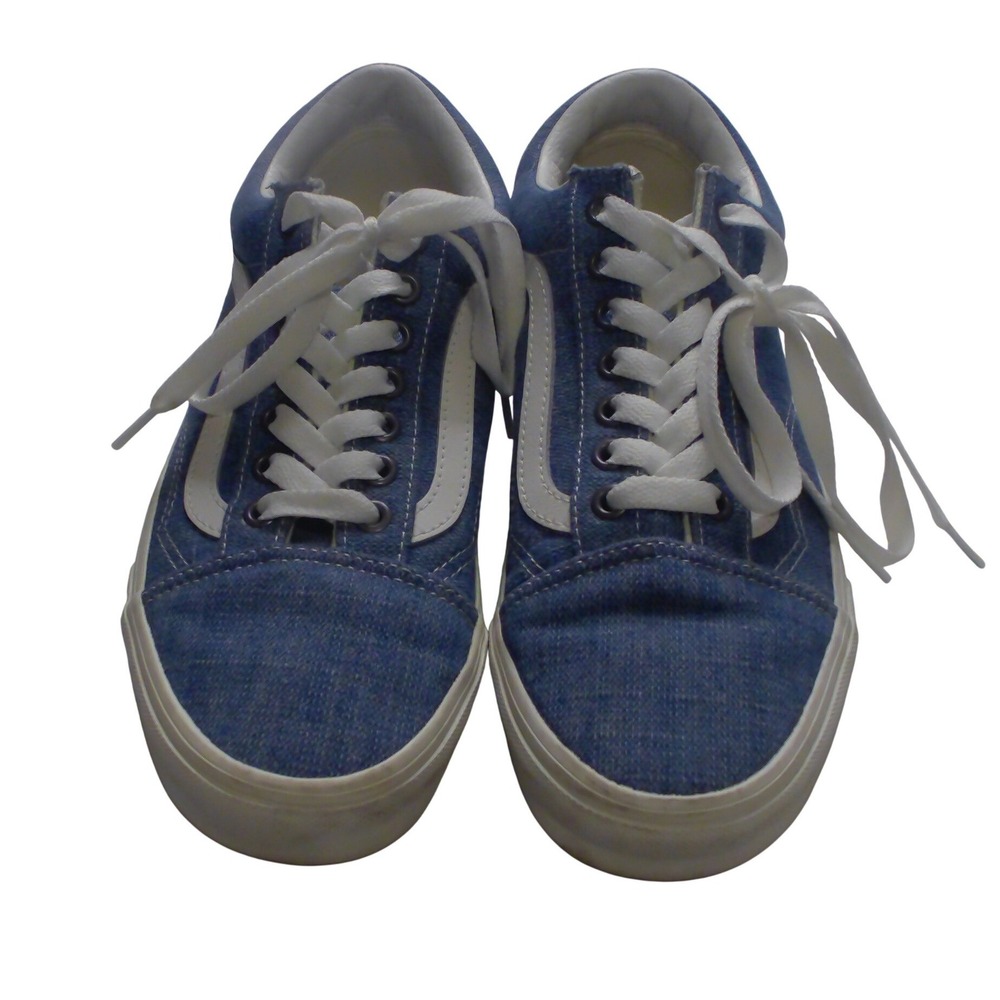 Vans Old Skool Blue Denim Textile Low Top Skate Shoes Mens 6.5‎ Womens 8